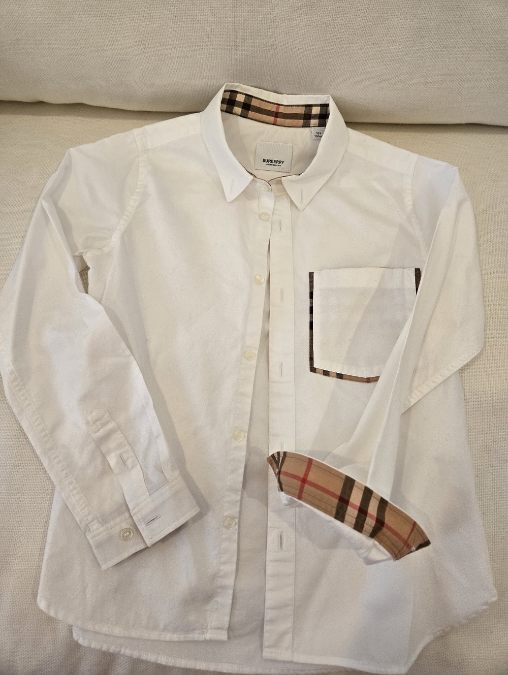Burberry Boys White Cotton Oxford Shirt